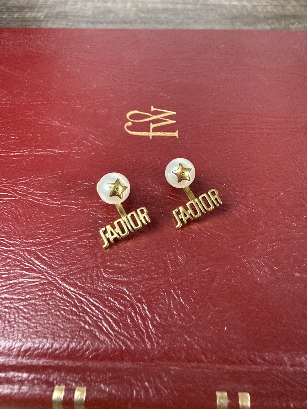 Christian Dior J'Adior Star Faux Pearl Ear Jacket Earrings Gold